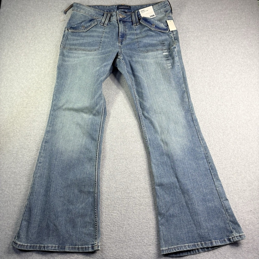 Aeropostale Low Rise Flare Jeans Women's 14R Stretch Y2K Read